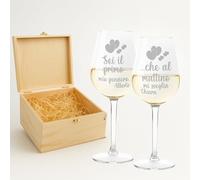 fashwork - Coppia Calici Vino Personalizzabili Frase Esatta, Calici Personalizzati da 50 cl, bicchieri vino rosso o prosecco - Idee Regalo Anniversario, Regalo Matrimonio e scegli la scatola regalo