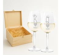 fashwork - Coppia Calici Vino Personalizzabili King Queen, Calici Personalizzati da 50 cl, bicchieri vino rosso o prosecco - Idee Regalo Anniversario, Regalo Matrimonio e scegli la scatola regalo