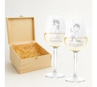 fashwork - Coppia Calici Vino Personalizzabili Proposta Matrimonio, Calici Personalizzati da 50 cl, bicchieri vino rosso o prosecco - Idee Regalo Anniversario, SanValentino e scegli la scatola regalo