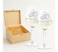 fashwork - Coppia Calici Vino Personalizzabili Sposi Lui Lei, Calici Personalizzati da 50 cl, bicchieri vino rosso o prosecco - Idee Regalo Anniversario, Regalo Matrimonio e scegli la scatola regalo