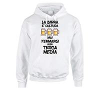 fashwork Felpa con Cappuccio Divertente Mai fermarsi alla Terza Media - Felpa Divertente Uomo Donna - Idea Regalo Originale
