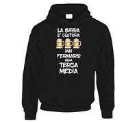 fashwork Felpa con Cappuccio Divertente Mai fermarsi alla Terza Media - Felpa Divertente Uomo Donna - Idea Regalo Originale