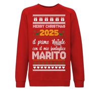 fashwork Felpa Natale 2025 - Il Primo Natale con Il Mio Fantastico Marito - Felpa Girocollo Natalizia Divertente - Idea Regalo di Natale per Lui