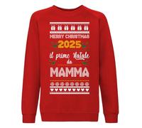 fashwork Felpa Natale 2025 - Il Primo Natale da Mamma - Felpa Girocollo Natalizia Divertente - Idea Regalo Originale per Neomamma