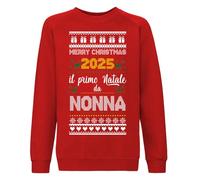 fashwork Felpa Natale 2025 - Il Primo Natale da Nonna - Felpa Girocollo Natalizia Divertente - Regalo di Natale per la Nonna