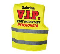 fashwork Gilet pensionata VIP Regalo Pensione Personalizzato con Nome - Taglia L-XL