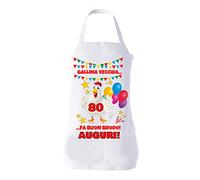 fashwork Grembiule Compleanno 80 anni divertente cucina barbecue Gallina vecchia fa buon brodo! Auguri!