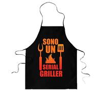 fashwork Grembiule da cucina divertenti Sono un Serial Griller Idea Regalo BBQ Barbecue Serial Griller Chef cuoco in poliestere