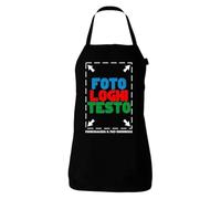 fashwork - Grembiule da Cucina Personalizzato Lungo, Grembiule Nero Personalizzabile con Stampa Foto, Scritta o Logo - Grembiule Cucina Donna o Uomo per Idea Regalo divertente