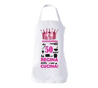 fashwork Grembiule PERSONALIZZABILE CON NOME E ANNI Compleanno divertente cucina La Regina della cucina