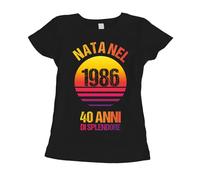 fashwork Maglietta 40 Anni Compleanno Donna Nata nel 1986, 40 Anni di splendore - Manica Corta Taglia S
