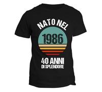 fashwork Maglietta 40 Anni Compleanno Uomo Nato nel 1986, 40 Anni di splendore - Idea Regalo Manica Corta Taglia L