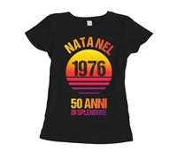 fashwork Maglietta 50 Anni Compleanno Donna Nata nel 1976, 50 Anni di splendore - Manica Corta Taglia L