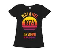 fashwork Maglietta 52 Anni Compleanno Donna Nata nel 1974, 52 Anni di splendore - Manica Corta Taglia L
