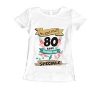 fashwork Maglietta 80 Anni Compleanno Donna Mi Ci Sono Voluti 80 Anni per Essere così Speciale Regalo Divertente Originale Manica Corta Taglia L
