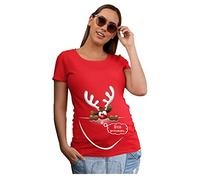 fashwork Maglietta Donna Ideale per Il Premaman Natale Natalizia Personalizzabile Sono io Il Regalo di Natale - STO arrivando - Renna di Babbo Natale - Idea Regalo t-Shirt Divertenti Gravidanza