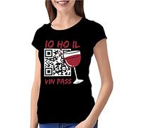 fashwork Maglietta Green Pass T-Shirt Divertente Donna Io Ho Il Vin Pass Meme Simpatica Divertente