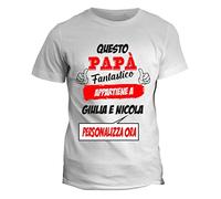 fashwork Maglietta papà Personalizzabile Festa del papà Regalo Questo papà Fantastico appartiene a [Nomi dei Figli] - Idea Regalo