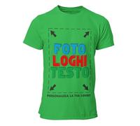 fashwork Maglietta Personalizzata Uomo Donna, T-Shirt Personalizzabile con Stampa Fronte Retro Manica Corta in Cotone, Personalizza la Tua t-Shirt con Foto Scritta o Logo Verde Taglia S