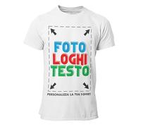 fashwork Maglietta Personalizzata Uomo Donna, T-Shirt Personalizzabile con Stampa Fronte Retro Manica Corta in Cotone, Personalizza con Foto Scritta o Logo Bianca Taglia S