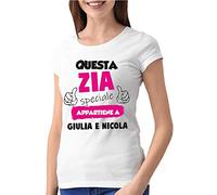 fashwork Maglietta Zia Personalizzabile Idea Regalo Donna Questa Zia Speciale appartiene a (Nome dei Nipoti)