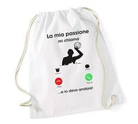 fashwork Sacca da Ginnastica Mestieri e Sport Pallanuoto la mia Passione Mi Chiama e io Devo Andare - Aggettivi Divertenti - Idea Regalo borsa in cotone con lacci zaino dimensioni 36x46
