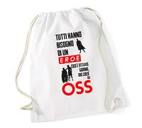 fashwork Sacca da Ginnastica Mestieri Tutti Hanno Bisogno di Un Eroe - Idea Regalo borsa in cotone con lacci zaino dimensioni 36x46