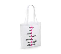 fashwork Shopping Bag Maestra come una madre Idea Regalo Fine Anno Scolastico Shopper con Manico per Insegnanti Asilo Nido Scuola Materna Elementari