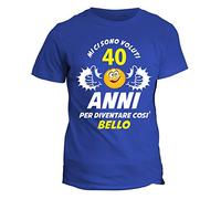 fashwork T-Shirt 40 Anni Maglietta Compleanno Mi Ci Sono Voluti 40 Anni per Diventare così Bello - Idea Regalo Cotone Manica Corta Blu Taglia L