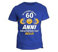 fashwork T-Shirt 60 Anni Maglietta Compleanno Mi Ci Sono Voluti 60 Anni per Diventare così Bello - Idea Regalo Cotone Manica Corta Blu Taglia L