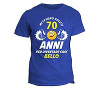 fashwork T-Shirt 70 Anni Maglietta Compleanno Mi Ci Sono Voluti 70 Anni per Diventare così Bello - Idea Regalo Cotone Manica Corta Blu Royal Taglia L