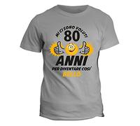 fashwork T-Shirt 80 Anni Maglietta Compleanno Mi Ci Sono Voluti 80 Anni per Diventare così Bello - Idea Regalo Cotone Manica Corta Grigia Taglia XL