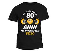 fashwork T-Shirt 80 Anni Maglietta Compleanno Mi Ci Sono Voluti 80 Anni per Diventare così Bello - Idea Regalo Cotone Manica Corta Nera Taglia L
