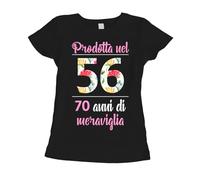 fashwork T-Shirt Donna Compleanno - Prodotta nel 1956, 70 Anni di Meraviglia - Idea Regalo 70° - Design Flower Summer Manica Corta S-XL