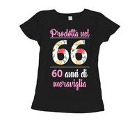 fashwork T-Shirt Donna Compleanno - Prodotta nel 1966, 60 Anni di Meraviglia - Idea Regalo 60° - Design Flower Summer Manica Corta S-XL