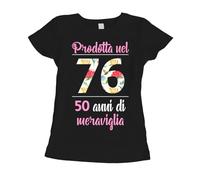 fashwork T-Shirt Donna Compleanno - Prodotta nel 1976, 50 Anni di Meraviglia - Idea Regalo 50° - Design Flower Summer Manica Corta S-XL
