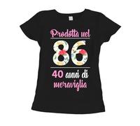 fashwork T-Shirt Donna Compleanno - Prodotta nel 1986, 40 Anni di Meraviglia - Idea Regalo 40° - Design Flower Summer Manica Corta S-XL