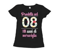 fashwork T-Shirt Donna Compleanno - Prodotta nel 2008, 18 Anni di Meraviglia - Idea Regalo 18° - Design Flower Summer Manica Corta S-XL