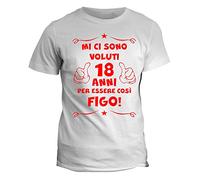 fashwork T-Shirt Uomo Compleanno 18 Anni - Mi Ci Sono Voluti 18 Anni per Diventare così Figo - Idea Regalo Originale e Divertente - Bianca - Taglie dalla S alla XXL.