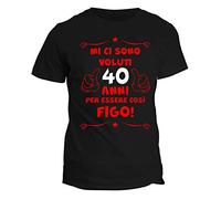 fashwork T-Shirt Uomo Compleanno 40 Anni - Mi Ci Sono Voluti 40 Anni per Diventare così Figo - Idea Regalo Originale e Divertente - Nera - Taglie dalla S alla XXL.