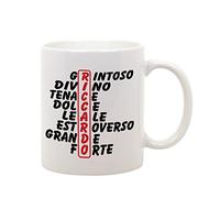 fashwork Tazza Compleanno - Riccardo e Aggettivi Simpatici - Evento - Idea Regalo