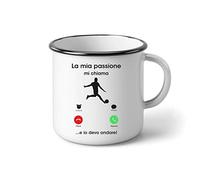 fashwork Tazza in Alluminio Mestieri e Sport Calcio la mia Passione Mi Chiama e io Devo Andare - Aggettivi Divertenti - Idea Regalo