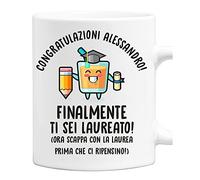 fashwork Tazza Laurea Uomo PERSONALIZZABILE CON NOME Finalmente ti sei laureato tazza mug laureato divertente Regalo Laurea