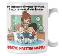 fashwork Tazza Maestra Personalizzabile con Nome - Un insegnante ti prende per mano Grazie - Idea Regalo Fine Anno Scolastico Mug 11 Oz