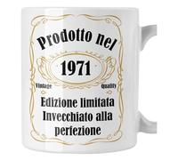 fashwork Tazza Mug in Ceramica Compleanno Prodotto nel 1971 Invecchiato alla Perfezione - Edizione Limitata - Vintage Quality