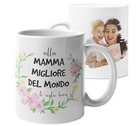 fashwork Tazza Personalizzata con Foto Mamma Alla mamma migliore del mondo Ti voglio bene Festa della Mamma Regalo con foto personalizzato