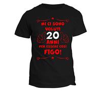 fashwork Tshirt 20° Compleanno Mi Ci Sono Voluti 20 Anni per Diventare così Figo - Maglietta Compleanno Idea Regalo Cotone Manica Corta Nera Taglia S