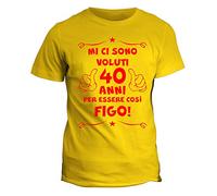 fashwork Tshirt 40° Compleanno Mi Ci Sono Voluti 40 Anni per Diventare così Figo - Maglietta Compleanno Idea Regalo Cotone Manica Corta Gialla Taglia XL
