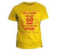 fashwork Tshirt 60° Compleanno Mi Ci Sono Voluti 60 Anni per Diventare così Figo - Maglietta Compleanno Idea Regalo Cotone Manica Corta Gialla Taglia XL