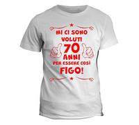 fashwork Tshirt 70° Compleanno Mi Ci Sono Voluti 70 Anni per Diventare così Figo - Maglietta Compleanno Idea Regalo Cotone Manica Corta Bianca Taglia XXL